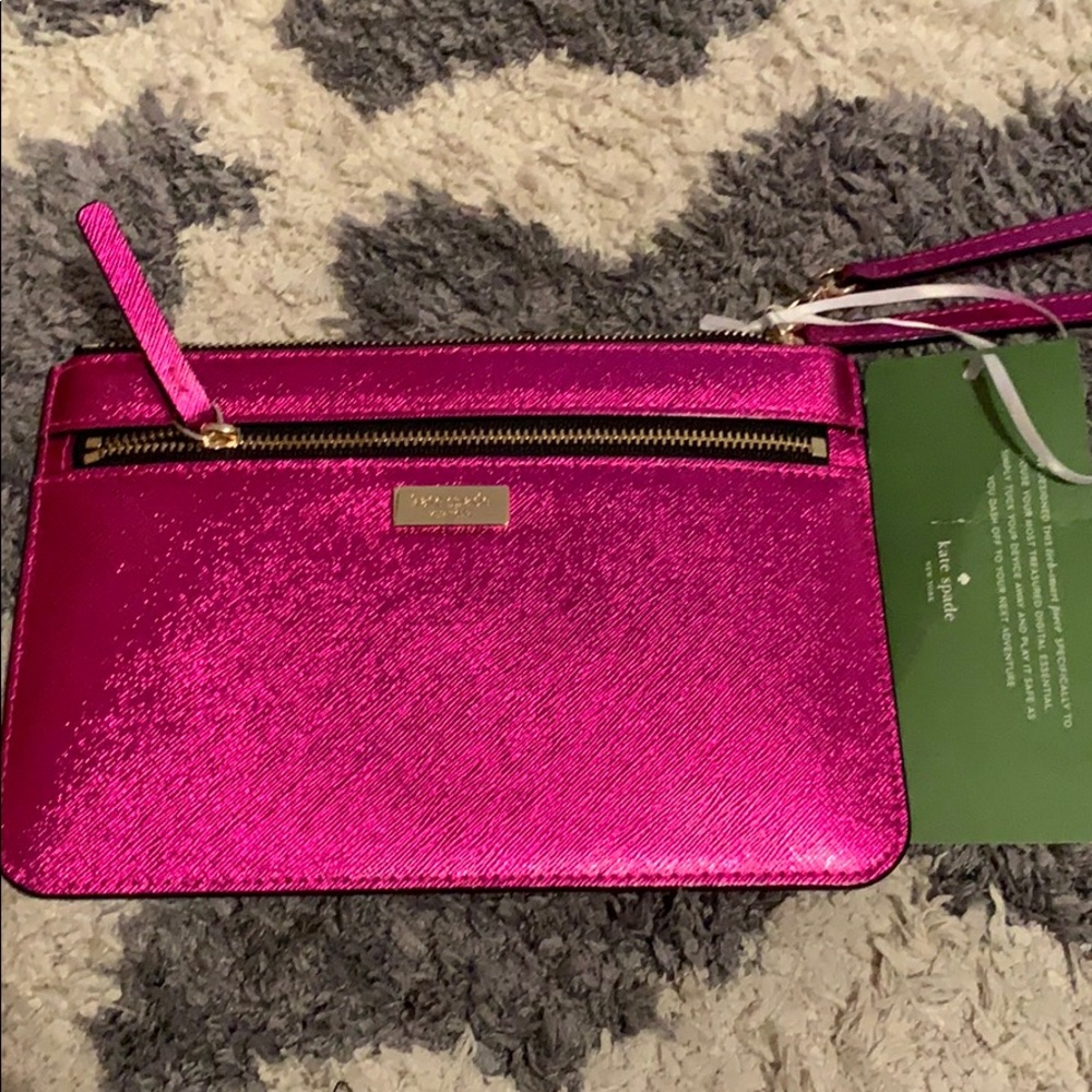 Kate Spade metallic magenta wristlet!